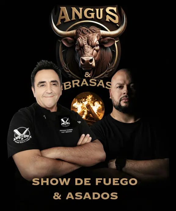Jonathan Cárdenas y  Esteban Espinal presentando Angus y brasas - Catering de asados argentinos para eventos.